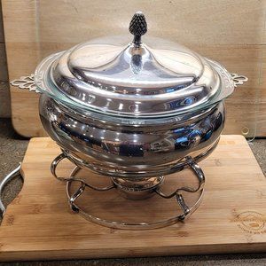 Reed & Barton silver serving dish with Pyrex glass dish inside